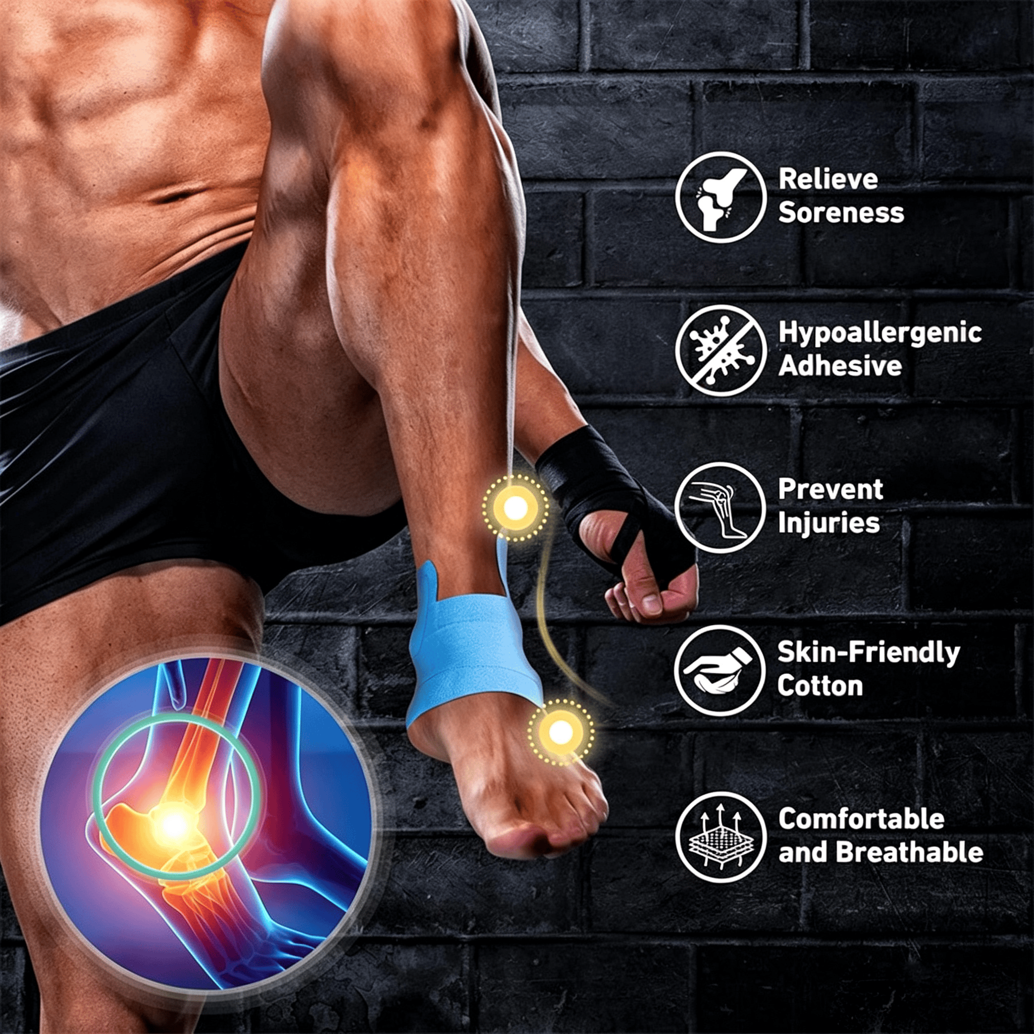 Pre‑Cut Ankle Kinesiology Tape, Integrated Ankle Support Muscle Tape - image 2
