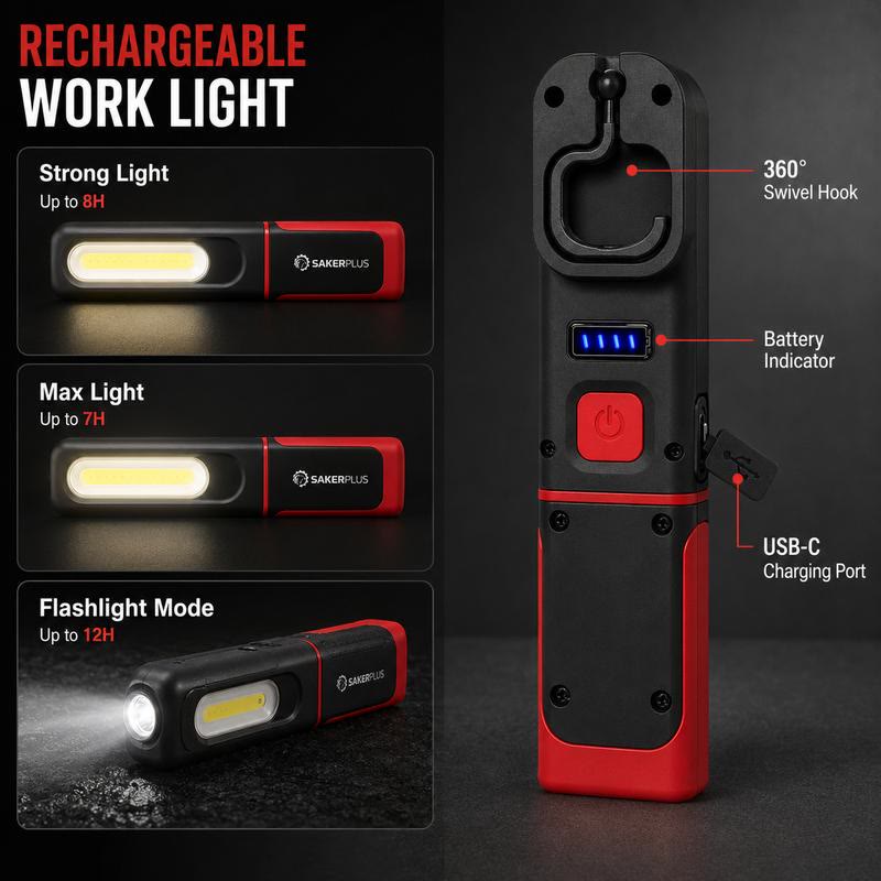 3000LM COB LED Magnetic Mechanic Light with 360° Swivel Hook, Resistant for Car Repair, Garage & Camping - image 3