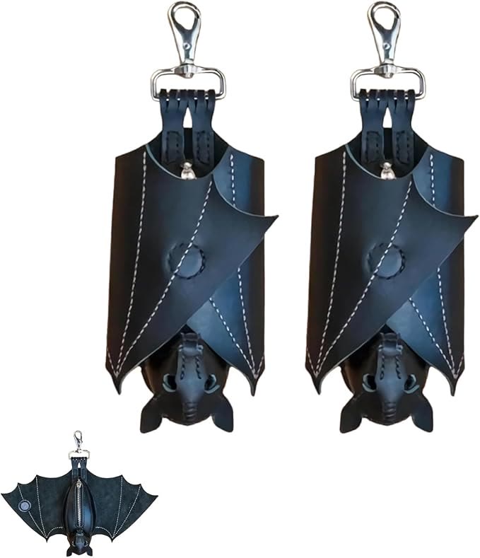 Leather Bat Coin Purse,Handmade Folding Bat Wallet，used for belt rings, backpacks or handbags - Black - 🔥BUY 2(Save $15) - image 11