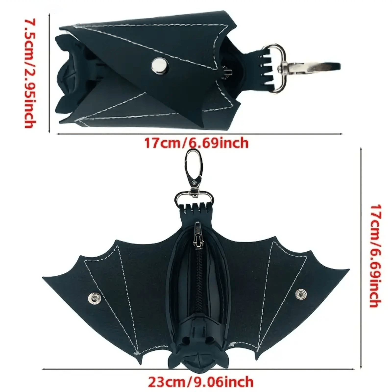Leather Bat Coin Purse,Handmade Folding Bat Wallet，used for belt rings, backpacks or handbags - image 10