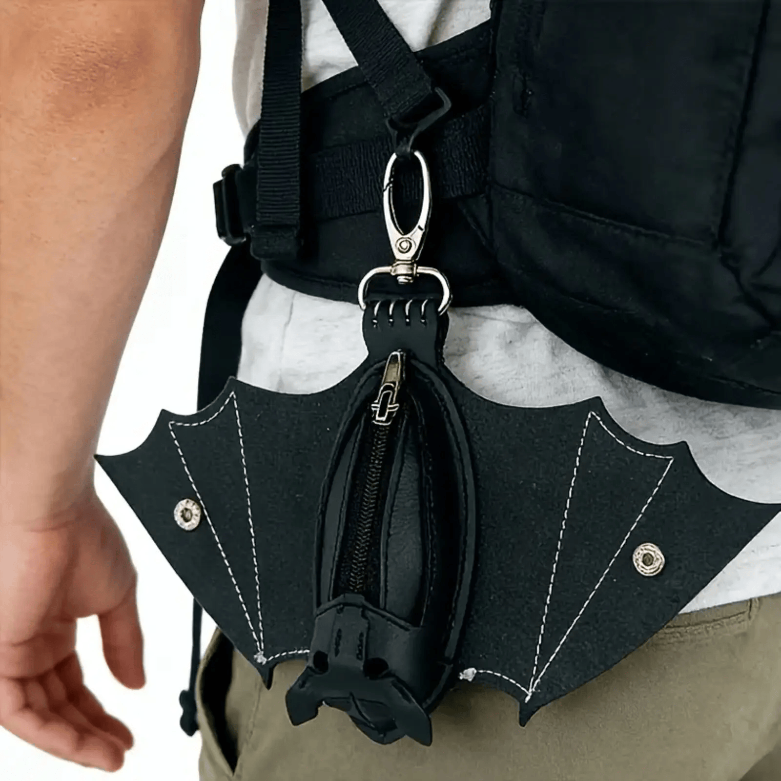 Leather Bat Coin Purse,Handmade Folding Bat Wallet，used for belt rings, backpacks or handbags - image 2