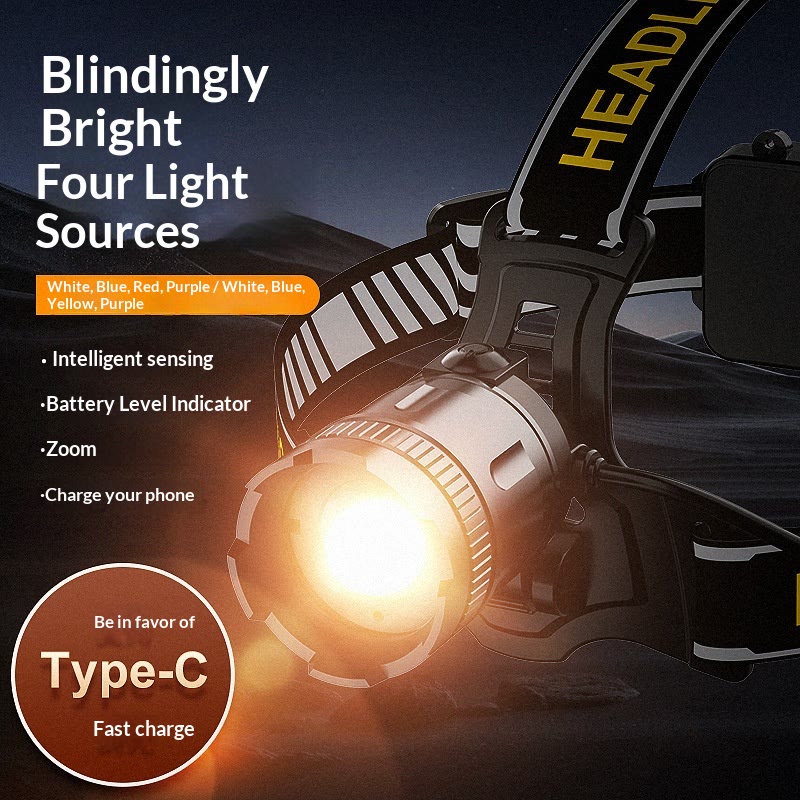 headlamp, rechargeable headlamp, super bright,  display light, hands-free flashlight, suitable for work, camping, running - image 6