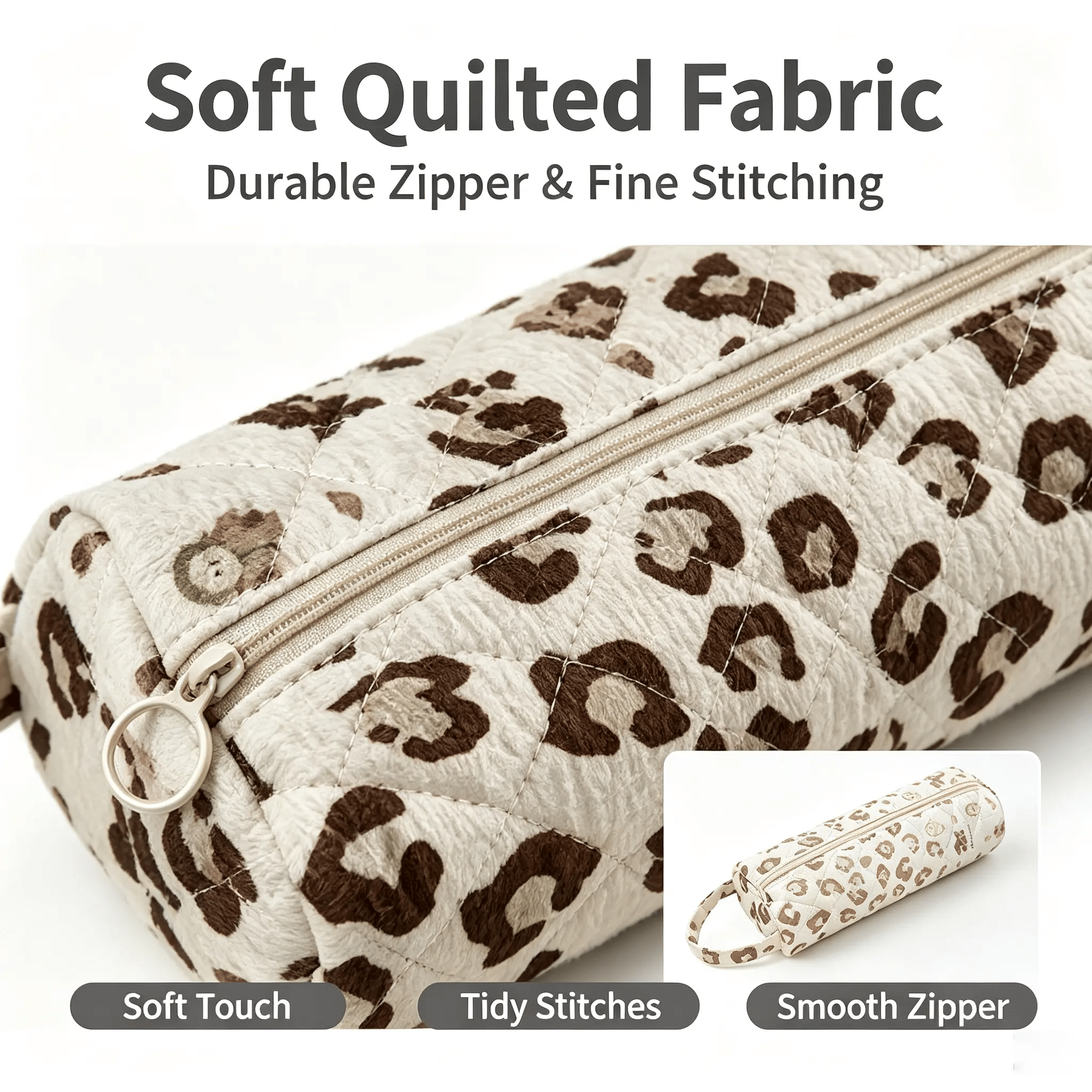 Quilted Multi‑Purpose Storage Bag, Portable Zipper Cosmetic Makeup Pouch with Handle - image 4