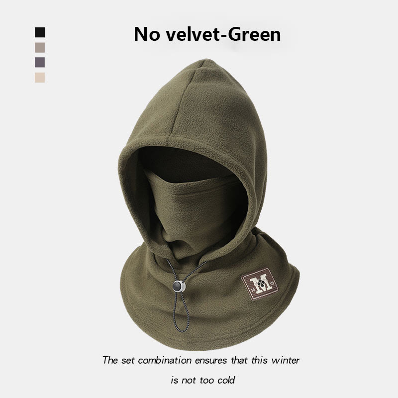 3-in-1 One-piece warm mask hat, Windproof Hat with Face Neck Ear Cover for outdoor Cycling - Army Green - No velvet - image 10