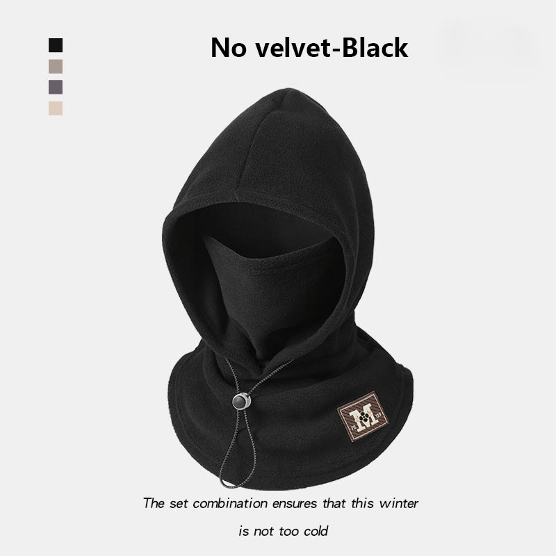 3-in-1 One-piece warm mask hat, Windproof Hat with Face Neck Ear Cover for outdoor Cycling - Black - No velvet - image 9
