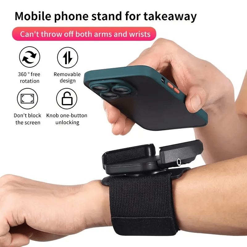 2PCS Adjustable Phone Wrist Armband Holder– 360° Rotatable, Quick-Release Sports Holder for Running & Gym - image 1
