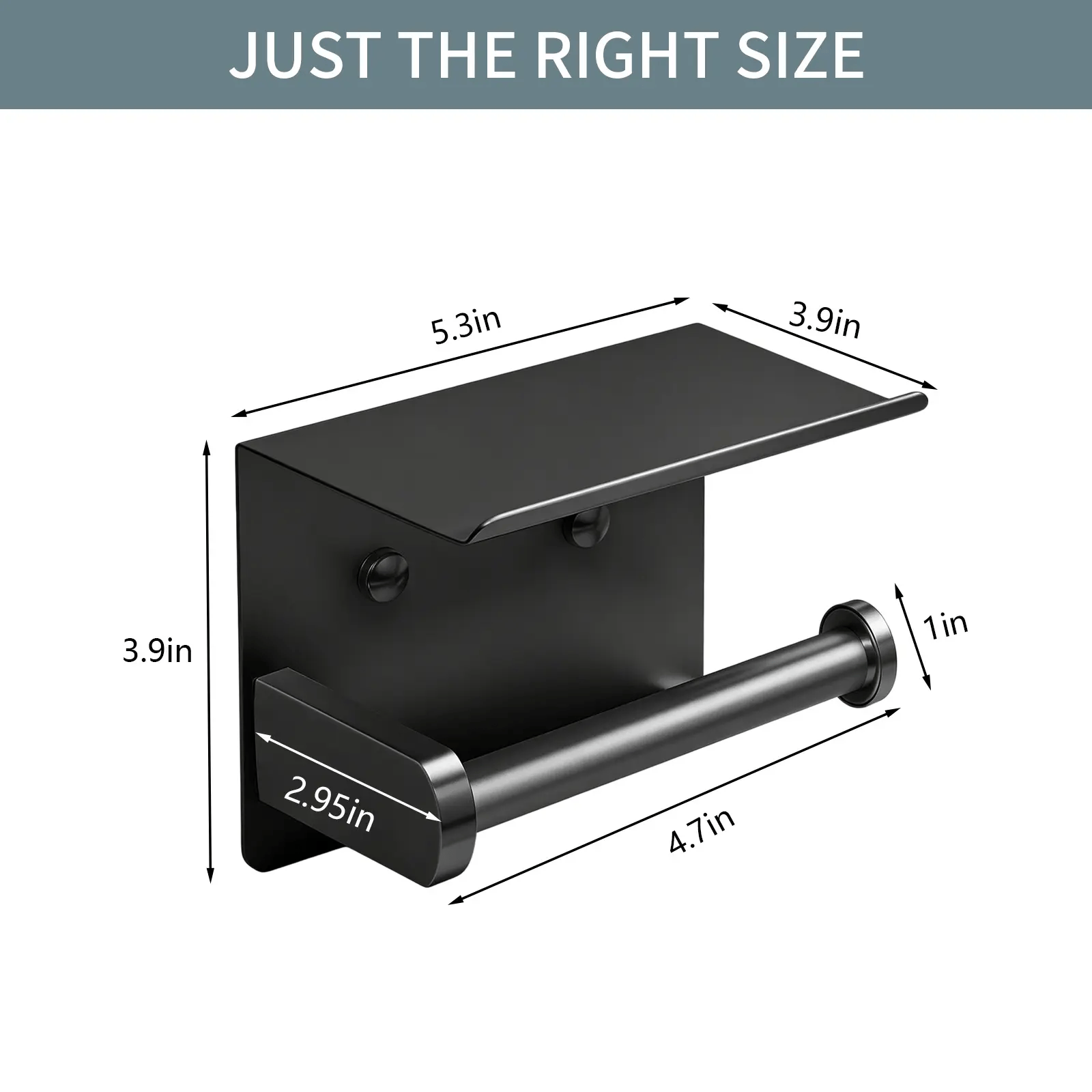 Smooth Waterproof Toilet Paper Holder with Shelf & Pad, Rustproof Stainless Steel - image 7