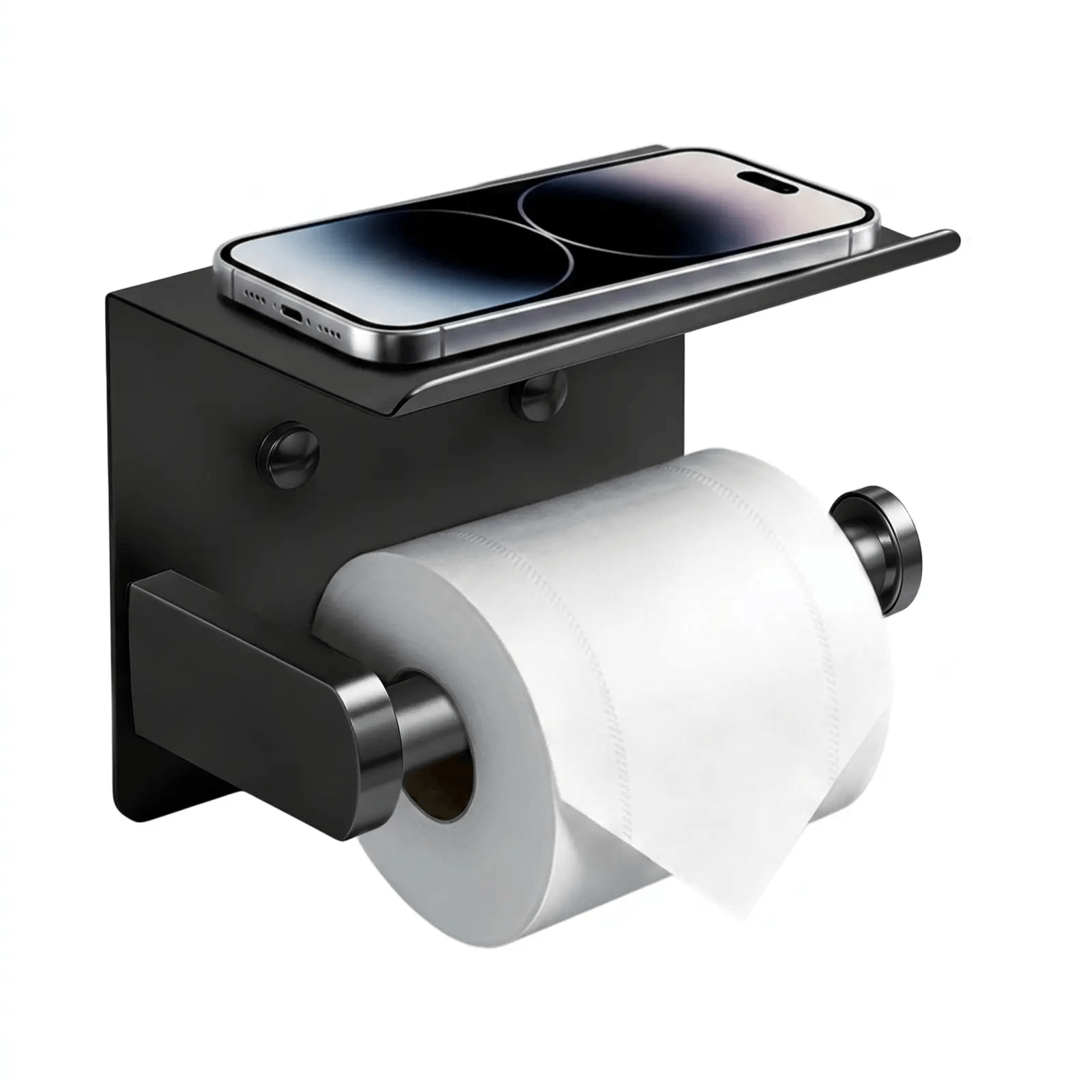 Smooth Waterproof Toilet Paper Holder with Shelf & Pad, Rustproof Stainless Steel - image 1