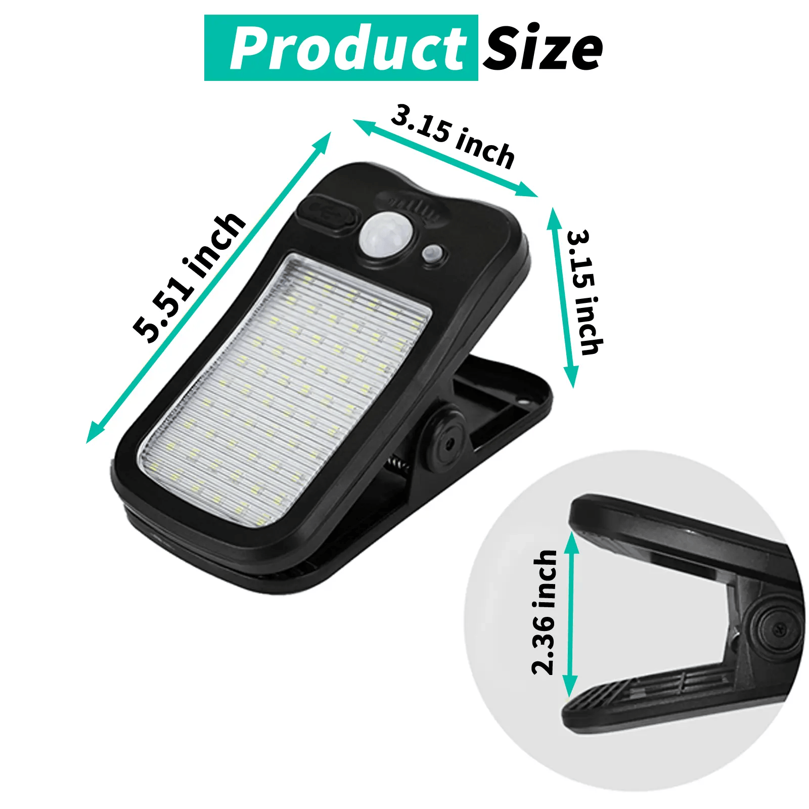 Outdoor Solar Light, USB & Solar Powered Clip Light with Motion Sensor, 3 Modes, Waterproof  - image 9