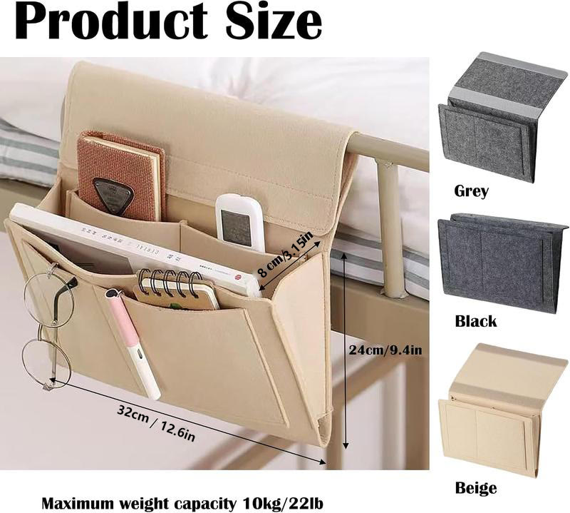 Bedside Caddy, 5 Pockets Felt Bedside Storage Organizer, Hanging Storage Organizer  - image 7