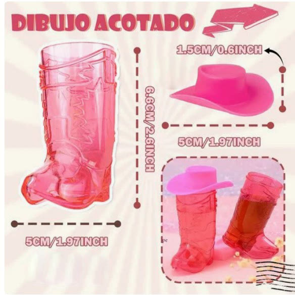 20/40 Pcs Mini Cowboy Boot Shaped Shot Glasses Reusable Cowgirl Hat Boot Cups - image 2