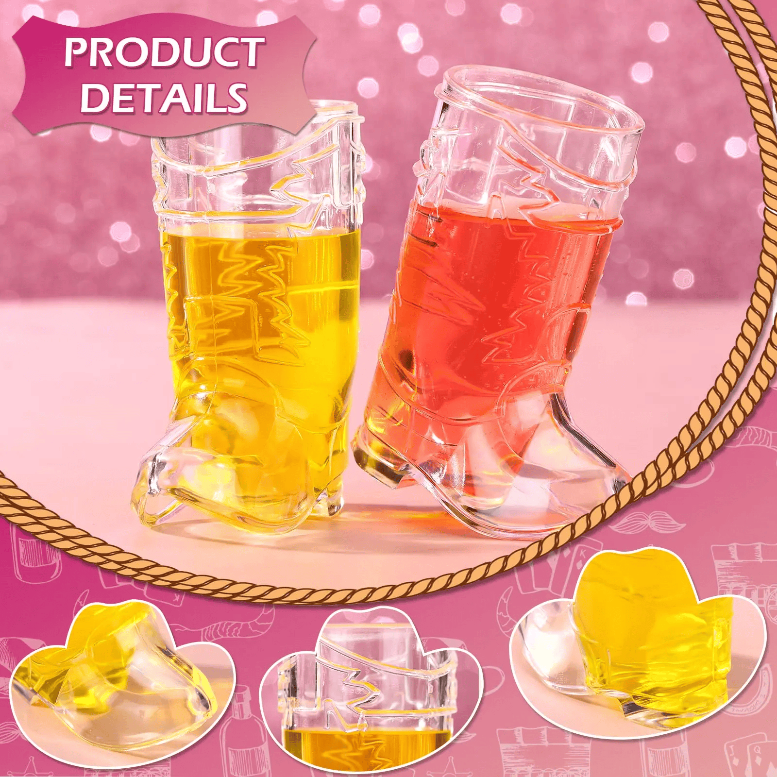 20/40 Pcs Mini Cowboy Boot Shaped Shot Glasses Reusable Cowgirl Hat Boot Cups - image 10