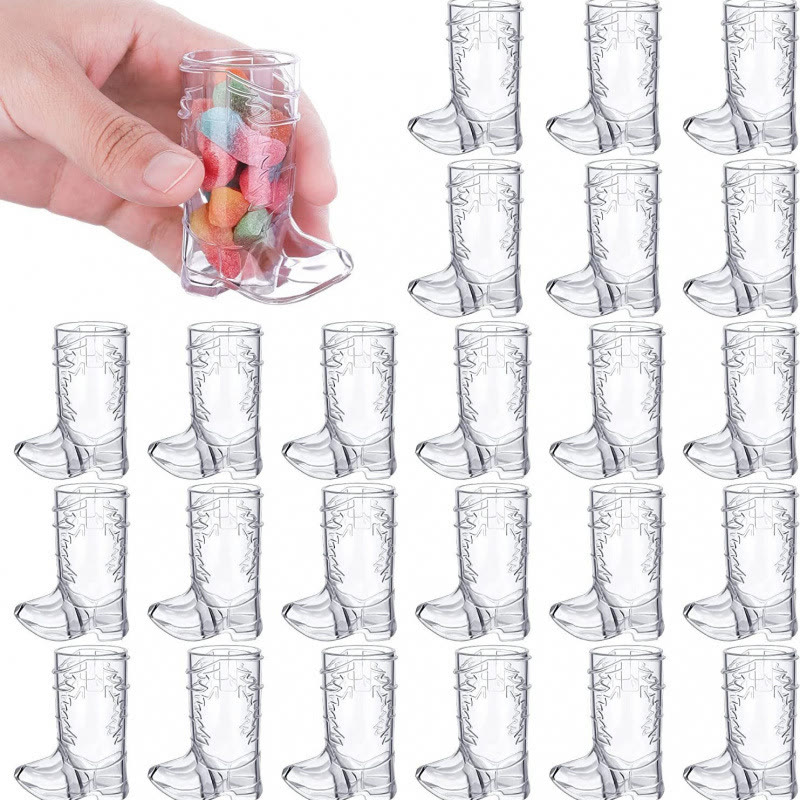 20/40 Pcs Mini Cowboy Boot Shaped Shot Glasses Reusable Cowgirl Hat Boot Cups - image 1