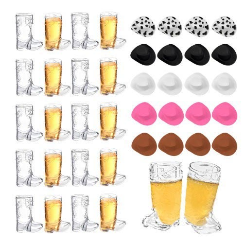 20/40 Pcs Mini Cowboy Boot Shaped Shot Glasses Reusable Cowgirl Hat Boot Cups - Multicolor - 🔥40 pcs (40 cups + 40 hat) - image 12