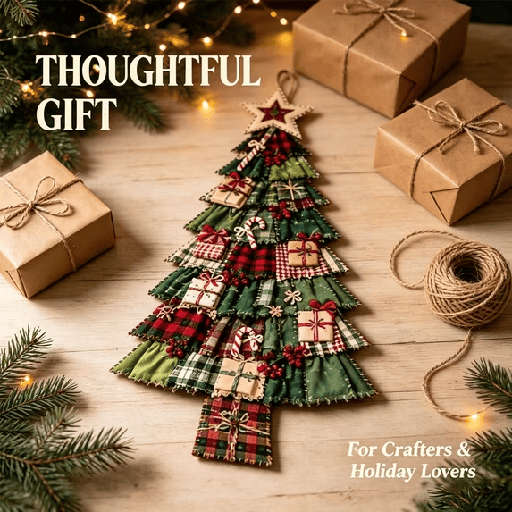 Oversized Patchwork Christmas Tree Door Hanging Kit-Handmade Fabric Christmas Tree Wall Decor - image 4