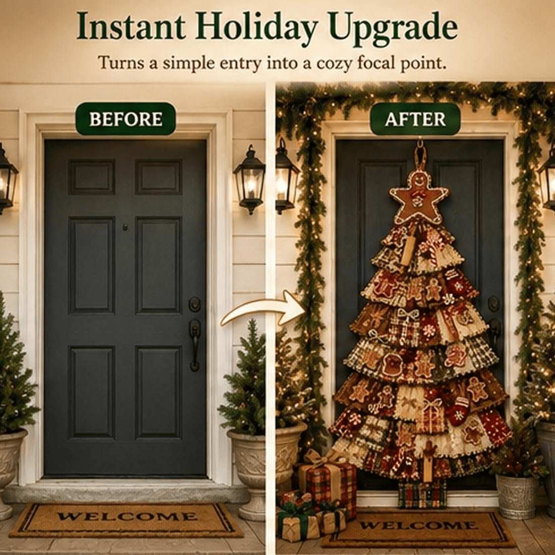 Oversized Patchwork Christmas Tree Door Hanging Kit-Handmade Fabric Christmas Tree Wall Decor - image 6