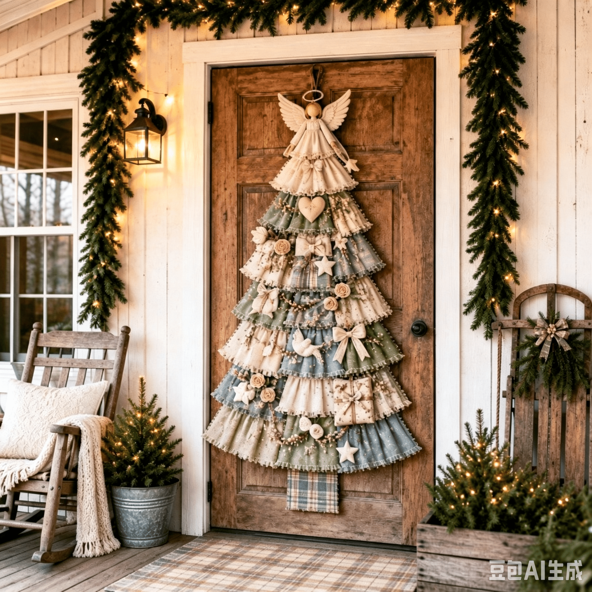 Oversized Patchwork Christmas Tree Door Hanging Kit-Handmade Fabric Christmas Tree Wall Decor - C - image 11