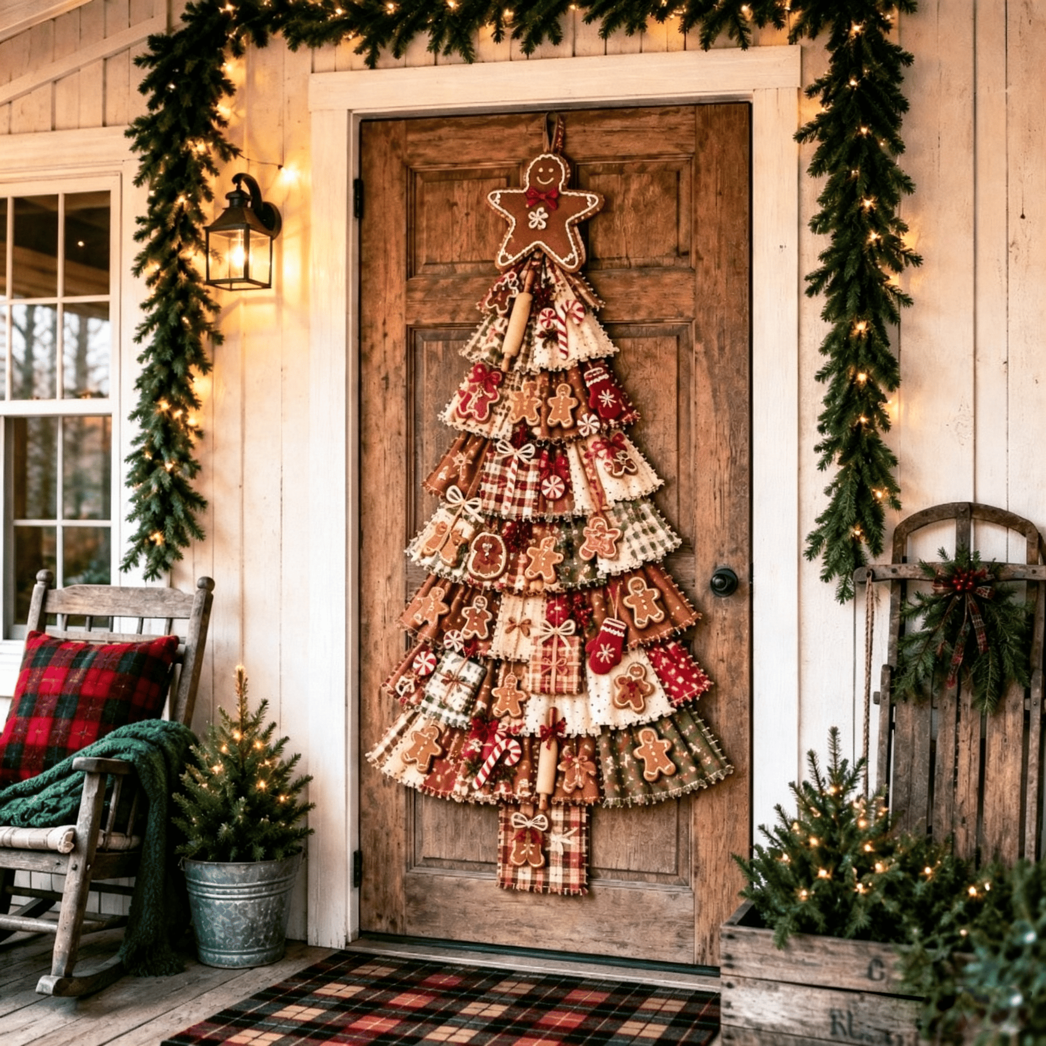 Oversized Patchwork Christmas Tree Door Hanging Kit-Handmade Fabric Christmas Tree Wall Decor - D - image 12