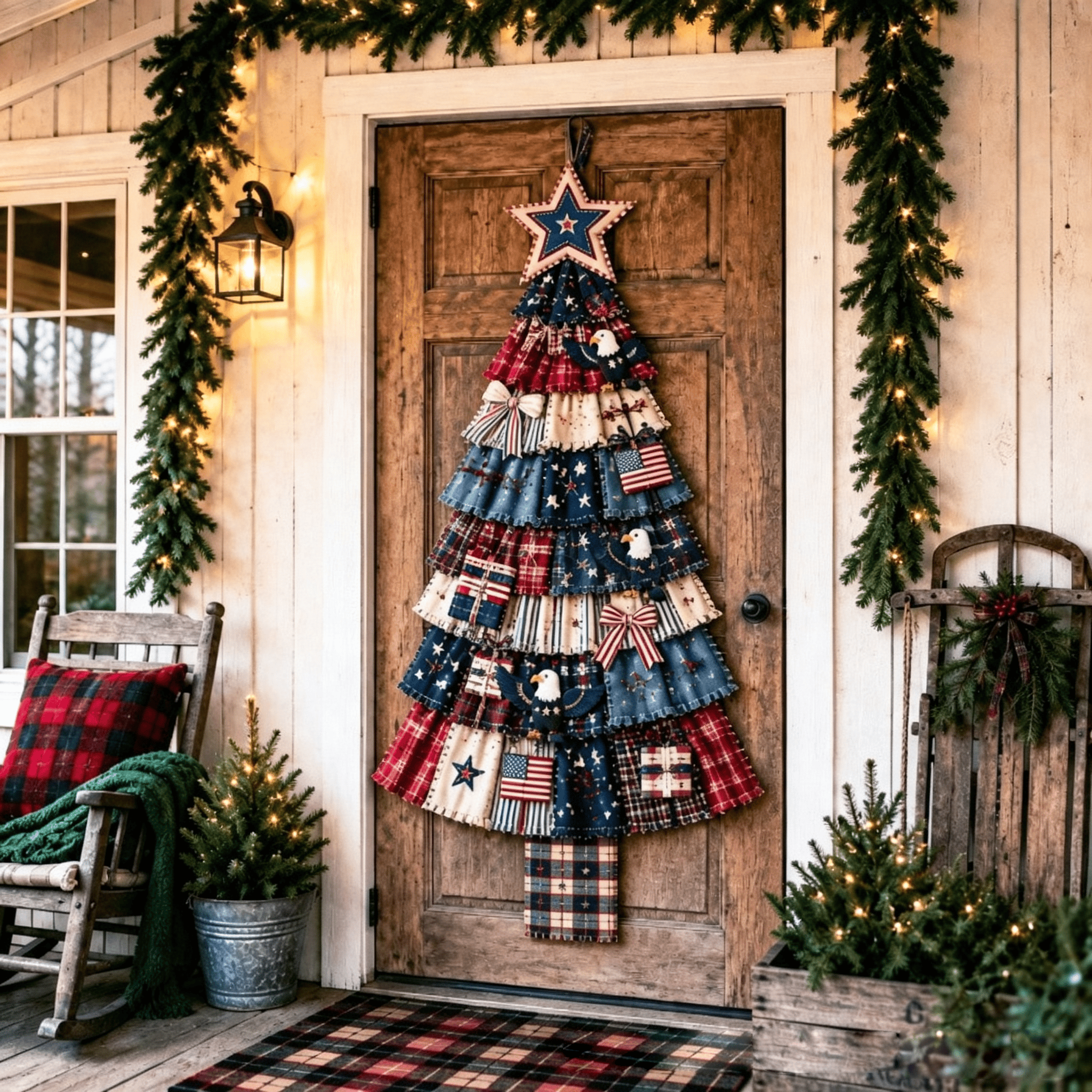 Oversized Patchwork Christmas Tree Door Hanging Kit-Handmade Fabric Christmas Tree Wall Decor - B - image 10