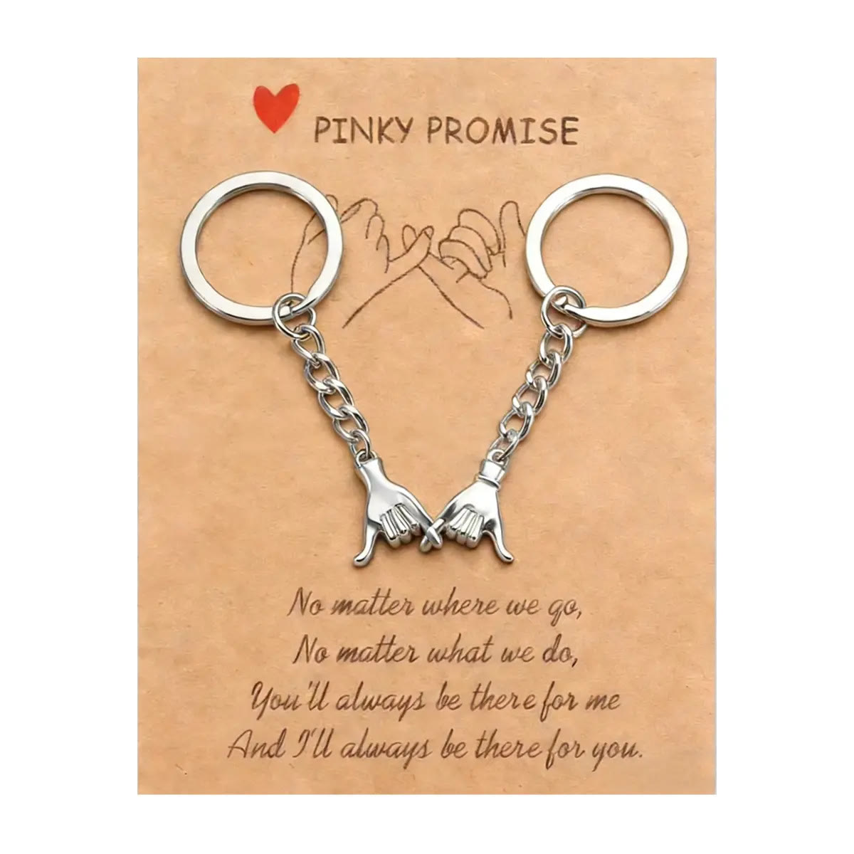 2pcs Pinky Promise Matching Keychains Mother's Day Gift for Mom & Daughter - Silver + Silver - image 7