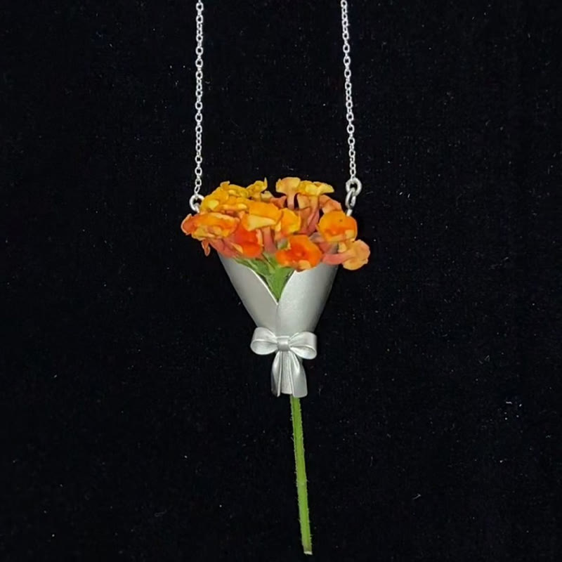 Elegant Wearable Flower Bouquet Clip Necklace - image 3