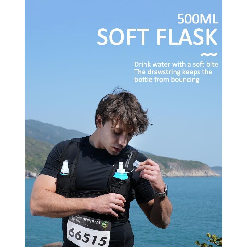 Running Vest for Women Men,  Adjustable Chest Straps Running Hydration Vest with 500ml Soft Flask - image 3