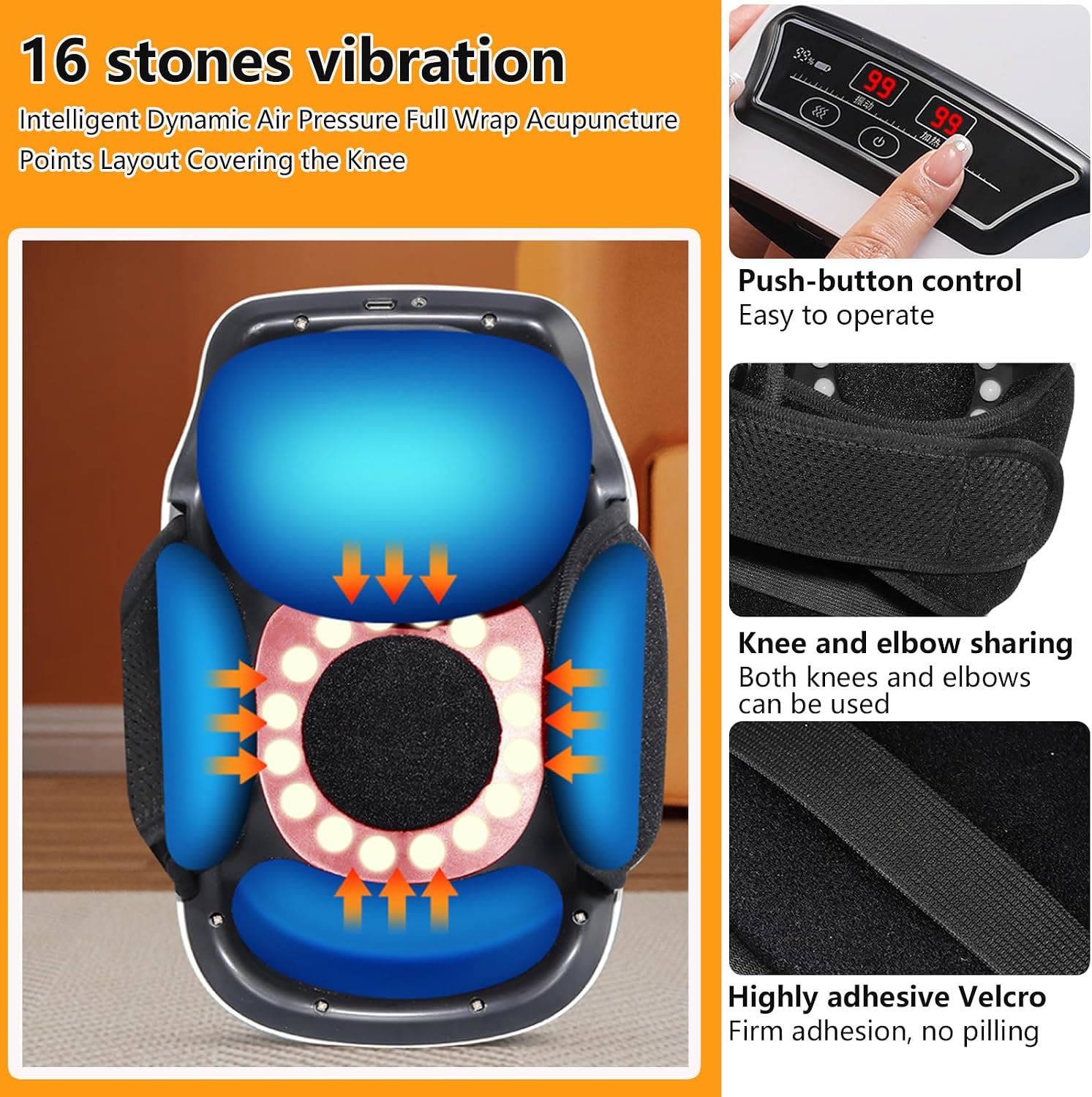 Infrared hot compress therapy device knee massager, home charging vibration massage device - image 8