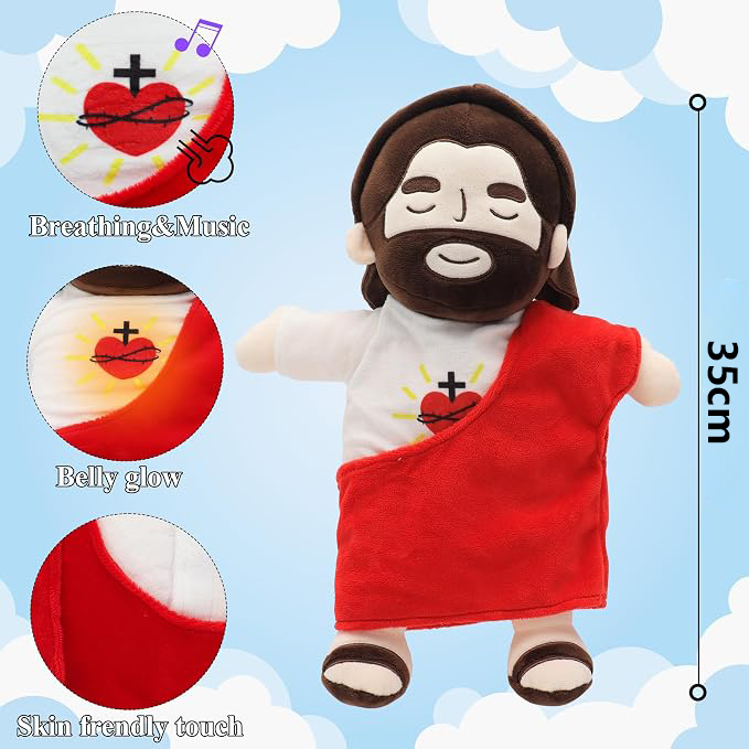 Jesus Plush that Breathes, Jesus Stuffed Doll with Glow&Song