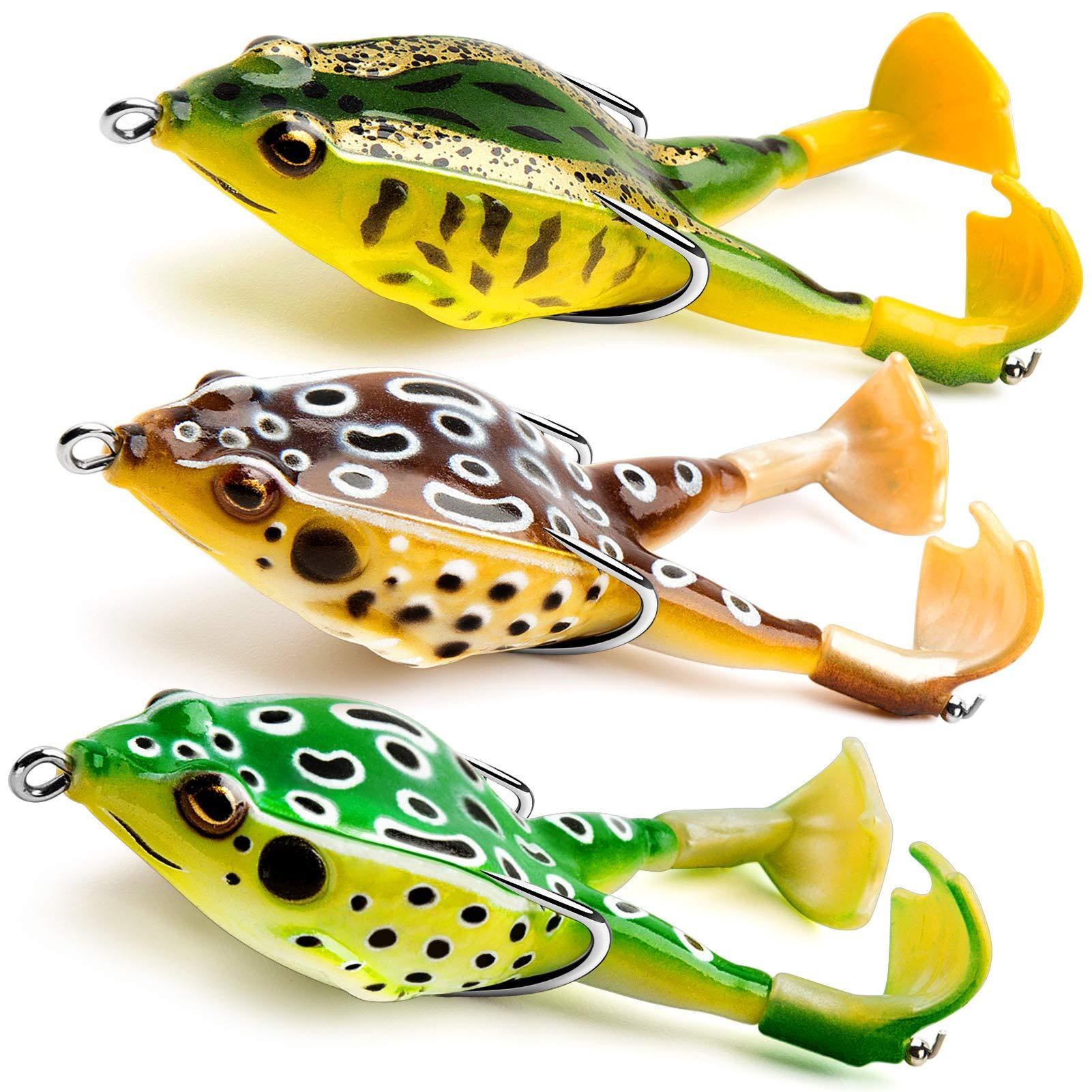 5PCS Realistic Frog Topwater Lures, Dual Prop Leg Soft Hollow Bass Fishing Baits - image 7