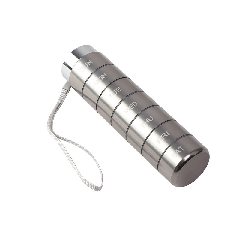 Metal Travel Pill Organizer, Portable 7-Day/4-Times Vitamin Organizer Stackable - Grey - image 14
