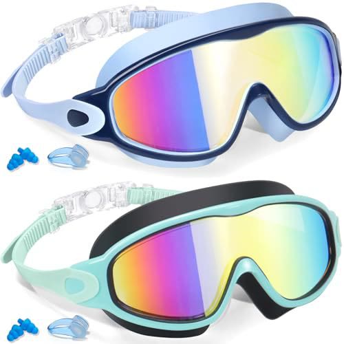 2 Pack Kids Swim Goggles For 3-15 Uv Protection Anti-fog High Definition Waterproof  - D - image 12