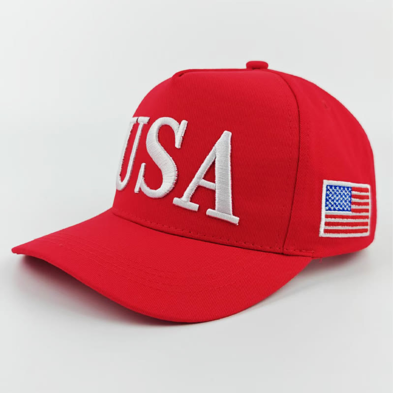 Unisex Independence Day Embroidered Usa Flag Baseball Cap - Red - 54-60cm - image 8