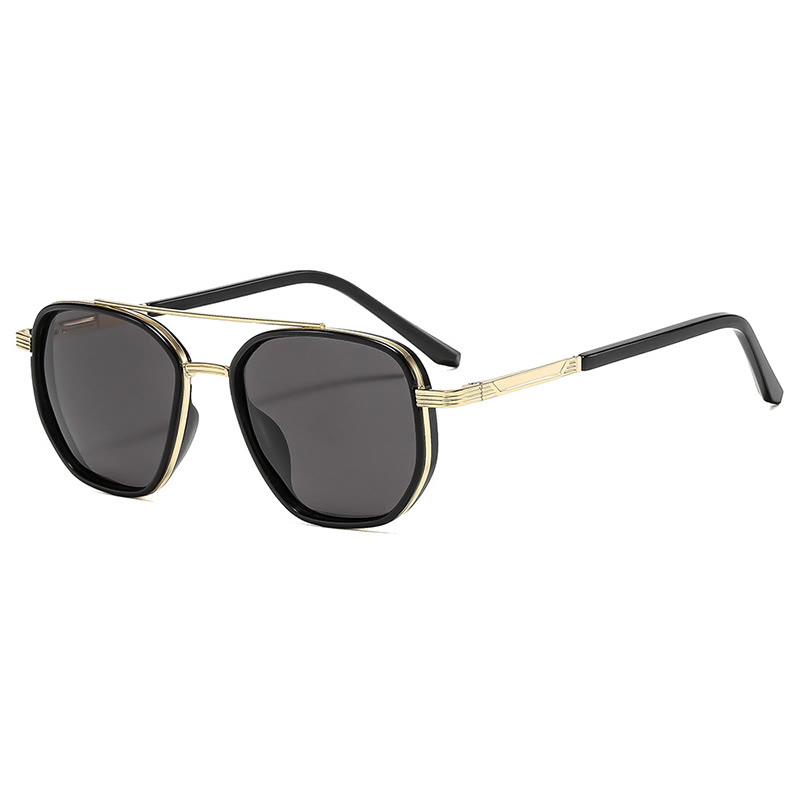 Fashion Vacation Double Bridge Sunglasses - Black Gold - one size - image 9