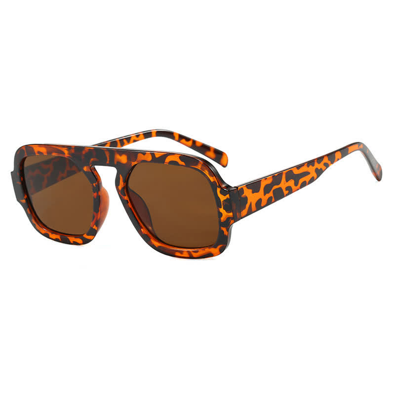 Spykay™ SG60722 Square Frame Leopard Print Cycling Aviator Sunglasses - Leopard Print/Brown - image 9