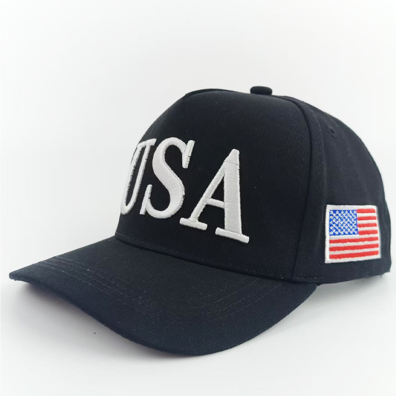 Unisex Independence Day Embroidered Usa Flag Baseball Cap - Black - 54-60cm - image 3