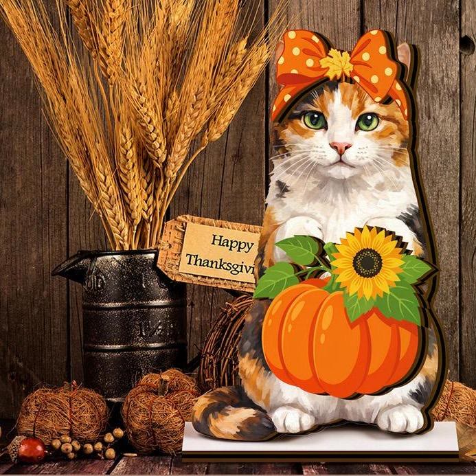 Interchangeable Cat Wooden Sign, Halloween Decor, Cute Pet Desk Ornament - image 7