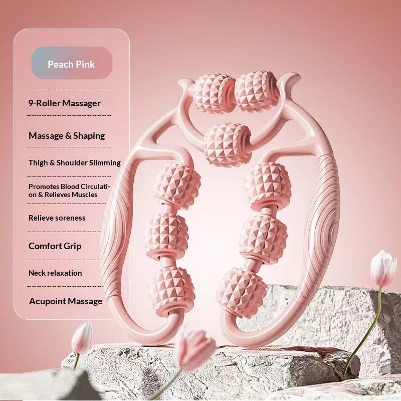 Multifunctional 9-Wheel Leg Massager, Relax Calf Muscle Dredge Meridian for Workout Yoga - Pink - image 1
