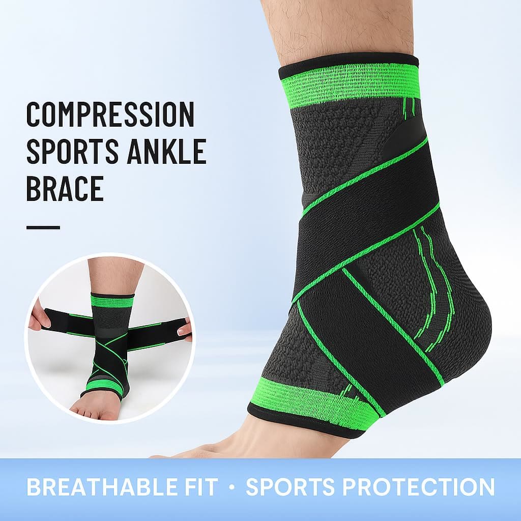 Recover Ankle Sleeve - Ankle Brace Foot & Heel Wrap , Suitable for Outdoor Activities - Green - XL - A pair - image 4