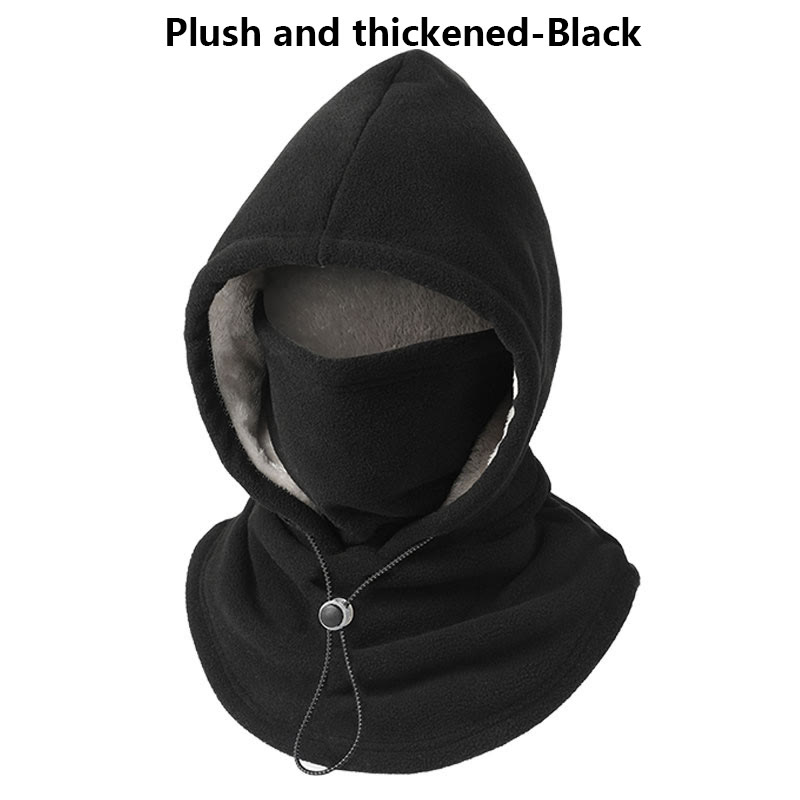 3-in-1 One-piece warm mask hat, Windproof Hat with Face Neck Ear Cover for outdoor Cycling - Black - Plush and thickened - image 15