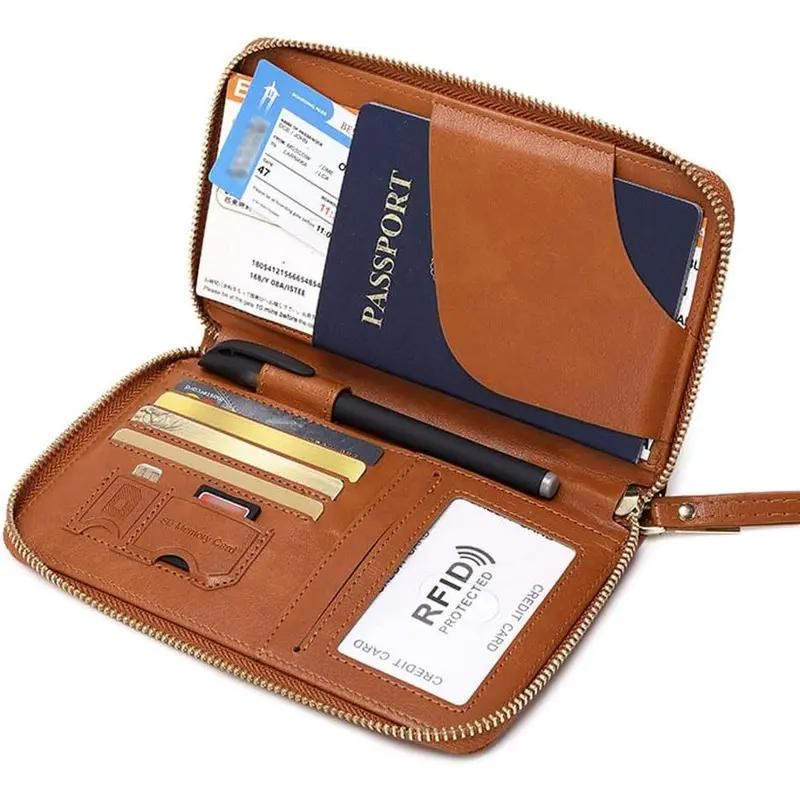 Simple Plain Passport Cases, Multi-functional Zipper Travel Card Holder, RFID Blocking Card Holder - image 7