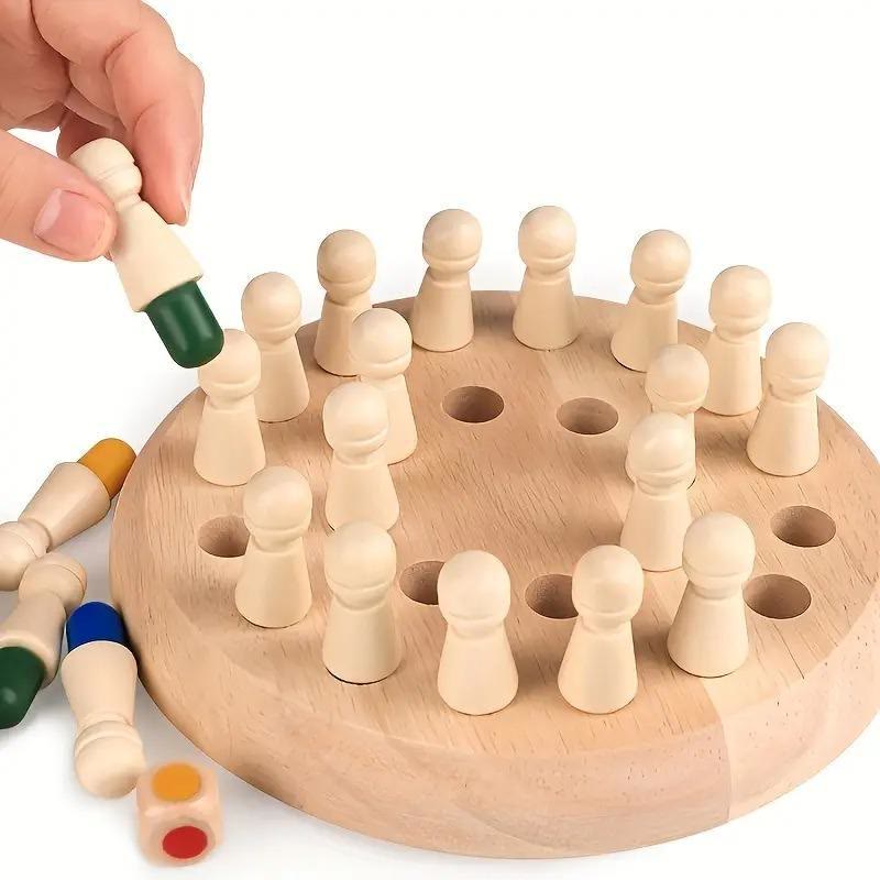 Educational Wooden Memory Chess Puzzle Family Strategy Board Game  - image 4