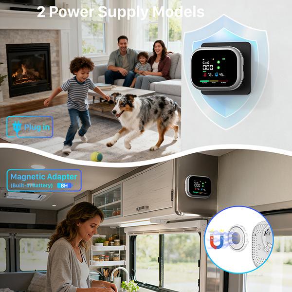 6-in-1 Portable Gas Detector with Temp & Humidity Sensor, HD Display, Plug & Play - image 5