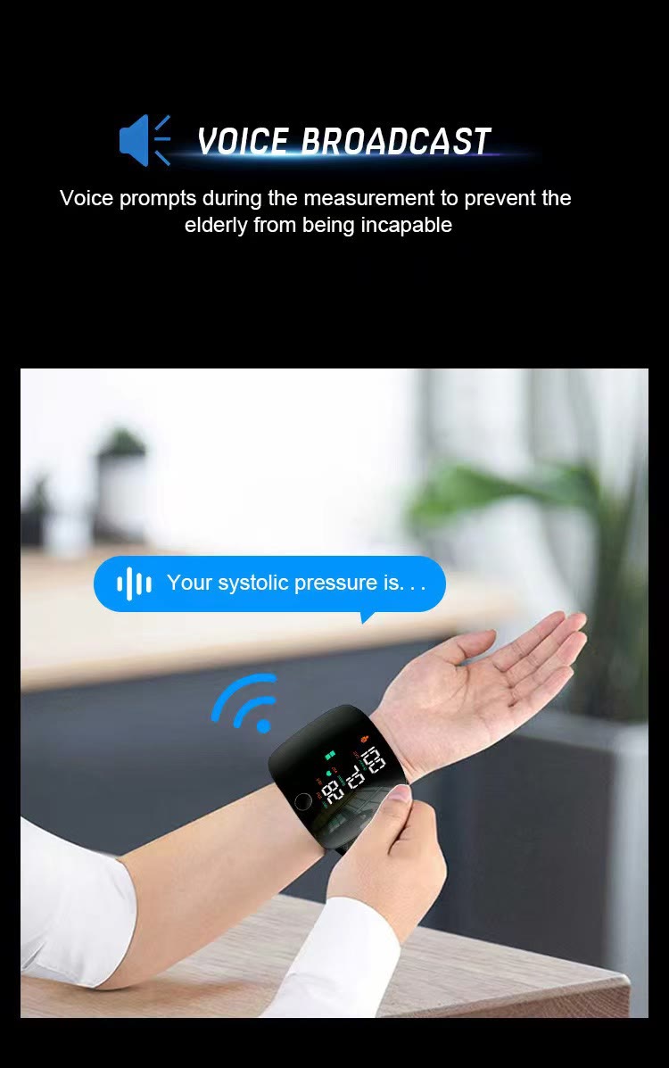 Rechargeable Wrist Blood Pressure Monitor Wristwatch–  Unisex Sports Wristband with Voice Broadcast & Memory - image 3