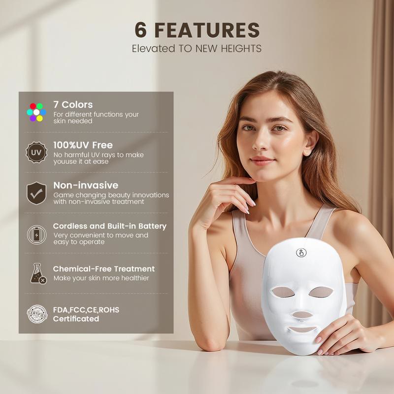 Red light therapy mask, 7-color LED photorejuvenation mask, daily care photorejuvenation - image 4