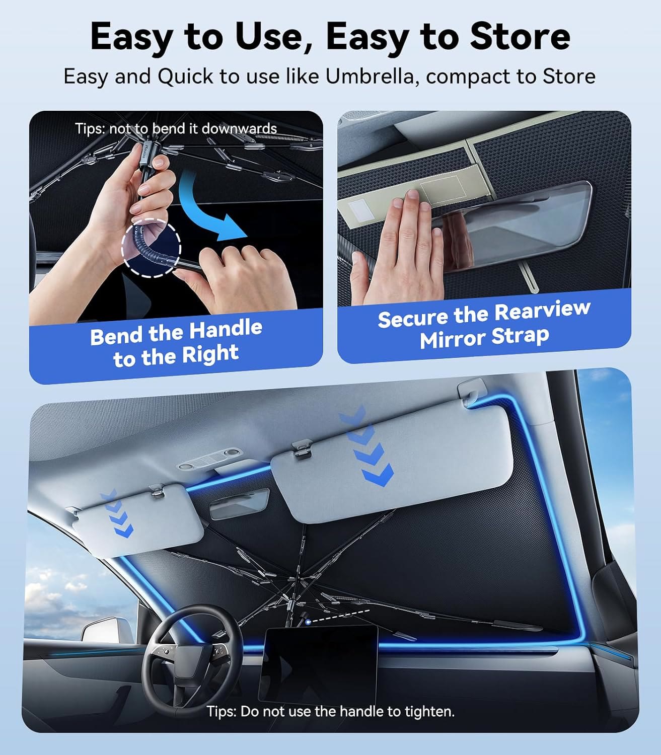 Car Windshield Sun Shade Umbrella, Nano Ice-Crystal Coating, Heat Protection - image 5