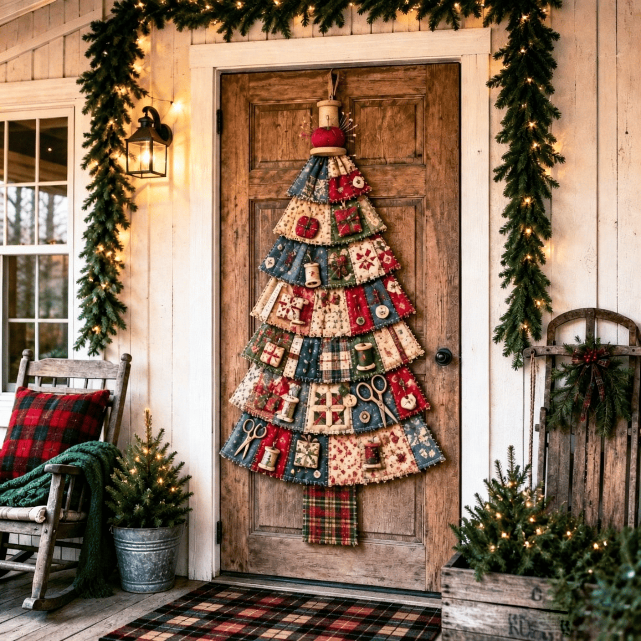 Oversized Patchwork Christmas Tree Door Hanging Kit-Handmade Fabric Christmas Tree Wall Decor - G - image 15