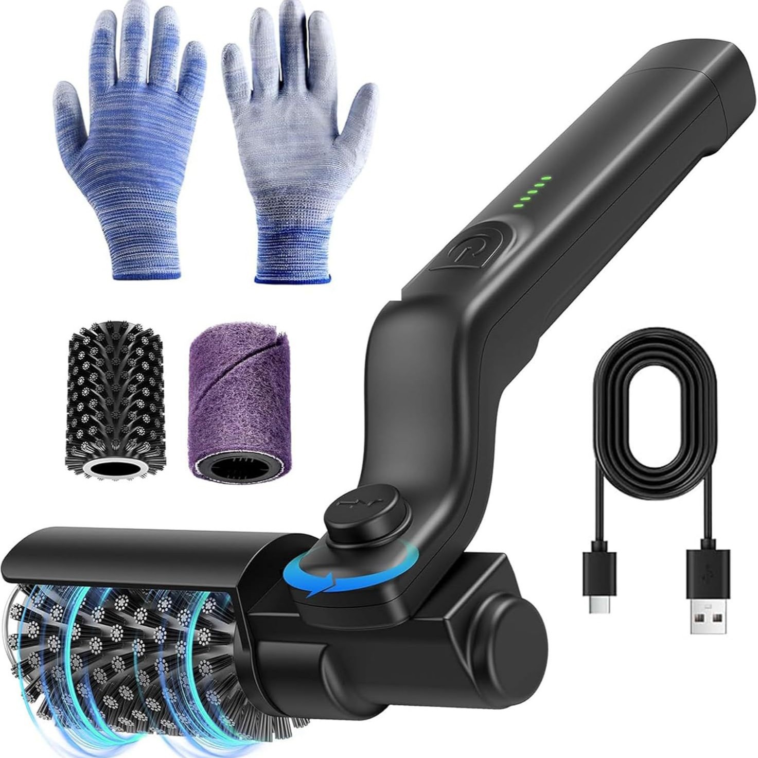 Electric BBQ Grill Brush Cordless and Rechargeable,Two Replacement Cleaning Brushes - Black - image 1