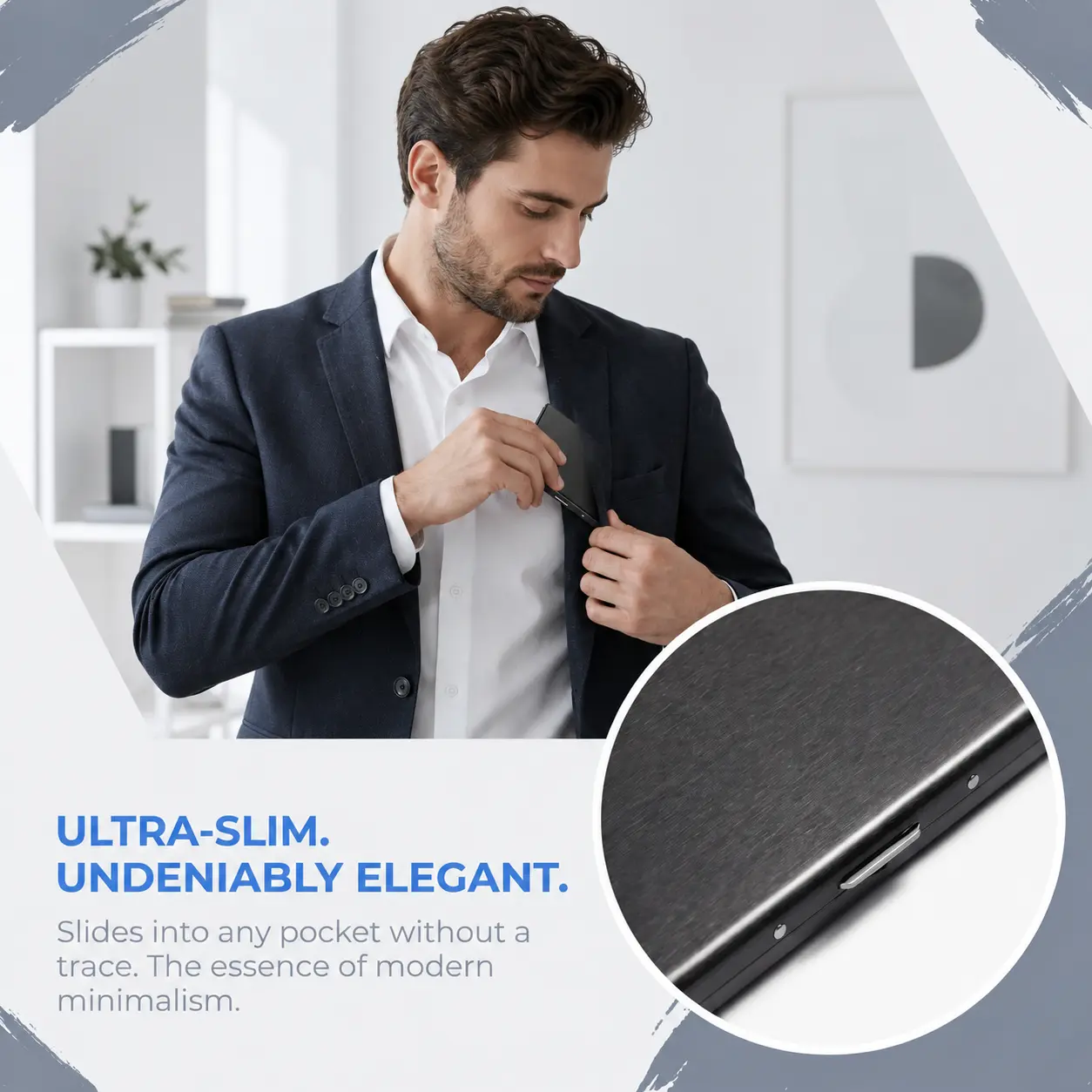 Slim portable stainless steel card holder