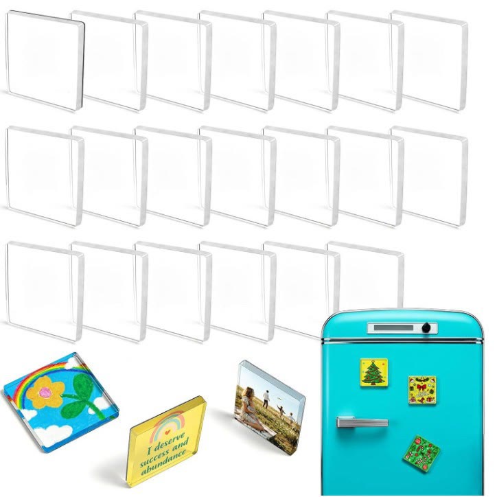 Clear Acrylic DIY Fridge Magnets Set with Adhesive Backing – Square Magnetic Photo Frames - 🔥🔥30PCS(Save $25) - image 9