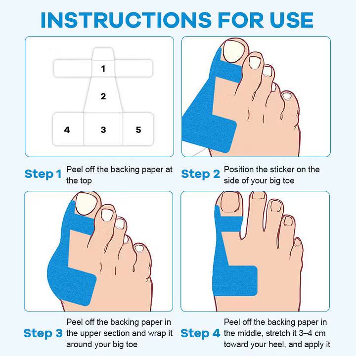 60PCS Pre‑Cut Bunion Corrector Kinesiology Tape, Waterproof Kinesiology Toe Support - image 8